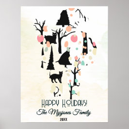 Personalisierte Retro-Minimalistische BlackCats un Poster