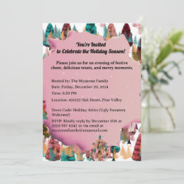 Personalisierte Retro-Minimalistische Farbenbaume Einladung