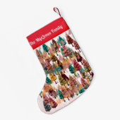 Personalisierte Retro-Minimalistische Farbenbaume Kleiner Weihnachtsstrumpf (Rückseite (Hängend))