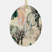 Personalisierte Retro-Minimalistische Zweige und F Keramik Ornament (Rechts)