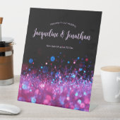 Personalisierte Retro Neon Pink Black Glitzer Hoch Sockelschild (In Situ)