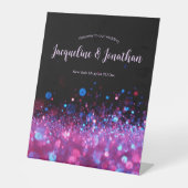 Personalisierte Retro Neon Pink Black Glitzer Hoch Sockelschild (Vorderseite)