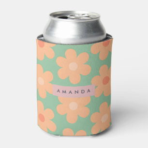Personalisierte Retro Orange Gänseblümchen-Blume Dosenkühler