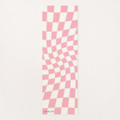 Personalisierte Retro Pastell rosa Wavy Checked Yogamatte (Vorderseite)