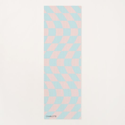 Personalisierte Retro Pastell Wavy Checkered Yogamatte (Vorderseite)