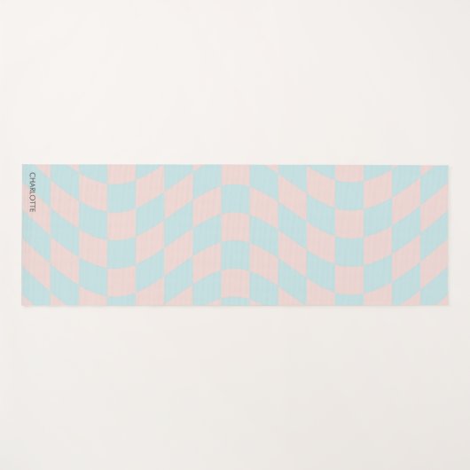 Personalisierte Retro Pastell Wavy Checkered Yogamatte (Vorderseite (Horizontal))