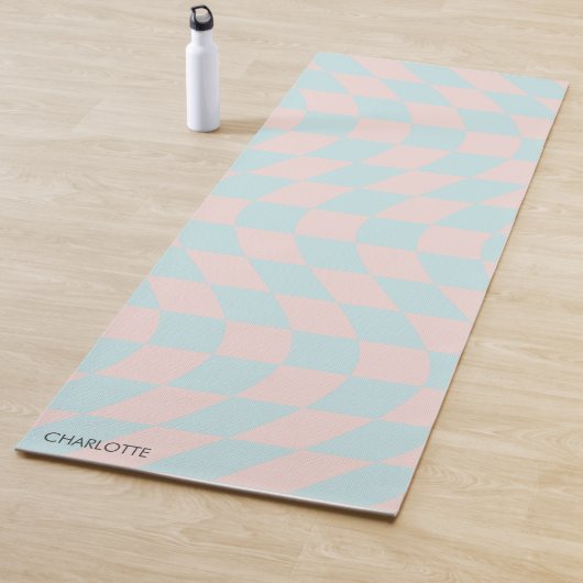 Personalisierte Retro Pastell Wavy Checkered Yogamatte (Beispiel)