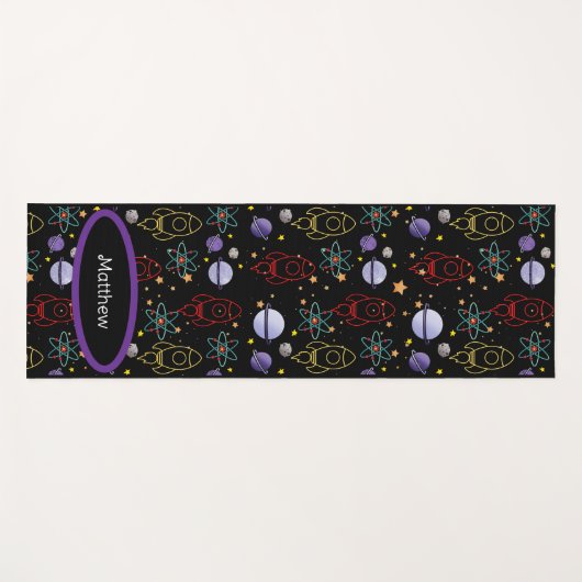 Personalisierte Retro-Raumfahrt Yogamatte (Vorderseite (Horizontal))