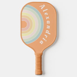 Personalisierte Retro-Regenbogenpastel Pickleball Schläger