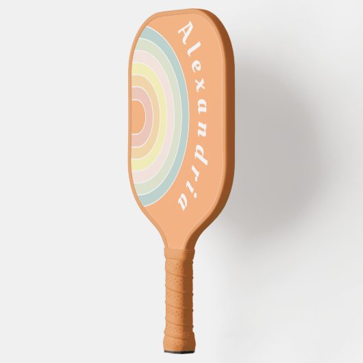 Personalisierte Retro-Regenbogenpastel Pickleball Schläger (Links)
