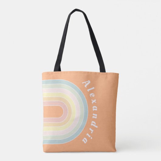 Personalisierte Retro-Regenbogenpastel Tasche (Rückseite)
