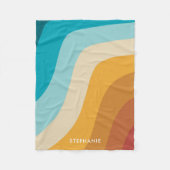 Personalisierte Retro-Regenbogenwellen Fleecedecke (Vorderseite)