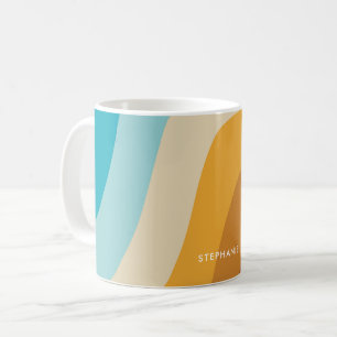 Personalisierte Retro-Regenbogenwellen Kaffeetasse