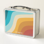 Personalisierte Retro-Regenbogenwellen Metall Brotdose (Rückseite)