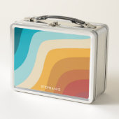 Personalisierte Retro-Regenbogenwellen Metall Brotdose (Vorderseite)