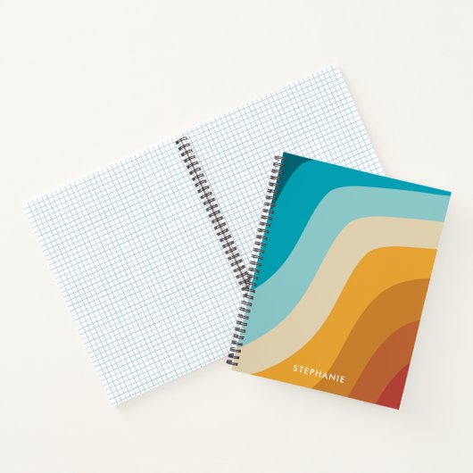 Personalisierte Retro-Regenbogenwellen Notizblock (Innenseite)