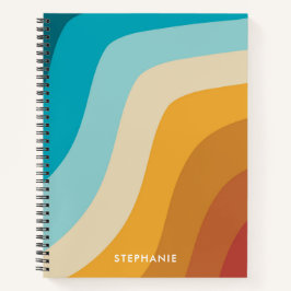 Personalisierte Retro-Regenbogenwellen Notizblock