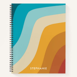 Personalisierte Retro-Regenbogenwellen Notizblock
