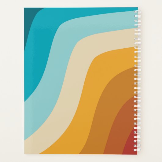 Personalisierte Retro-Regenbogenwellen Planer (Rückseite)