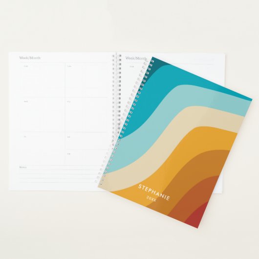 Personalisierte Retro-Regenbogenwellen Planer (Anzeige)