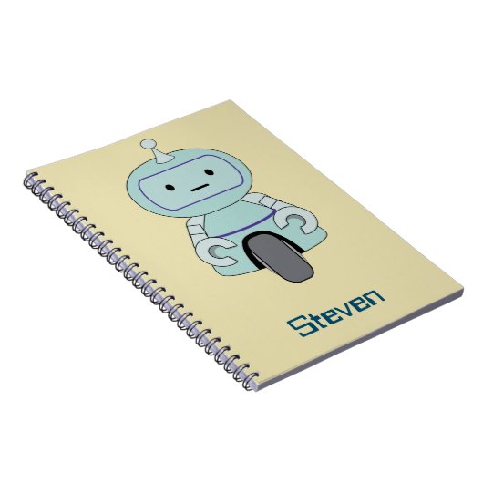 Personalisierte Retro-Roboter-Illustration Notizblock (Rechte Seite)