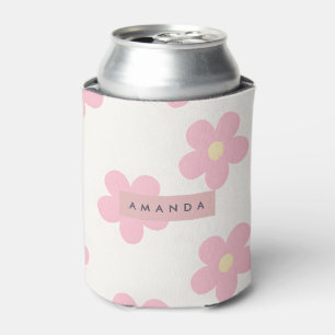 Personalisierte Retro-Rosa Gänseblümchen-Blume Dosenkühler