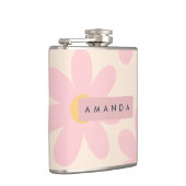 Personalisierte Retro-Rosa Gänseblümchen-Blumen Flachmann (Rechts)