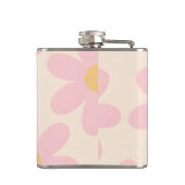 Personalisierte Retro-Rosa Gänseblümchen-Blumen Flachmann (Rückseite)