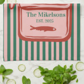 Personalisierte Retro Sardine Tin Streifen Geschirrtuch (Gefaltet)