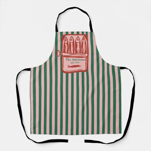 Personalisierte Retro Sardine Tin Streifen Schürze (Vorderseite)