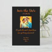 Personalisierte Retro Save the Date Hochzeitskarte (Stehend Vorderseite)