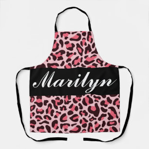 Personalisierte Retro-Schürze mit rosa Leopardenmu Schürze