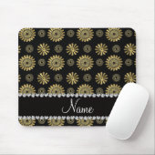 Personalisierte retro schwarze GoldNamensBlumen Mousepad (Mit Mouse)