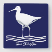 Personalisierte Retro Sea Bird Blue Square Wall Cl Quadratische Wanduhr (Vorderseite)
