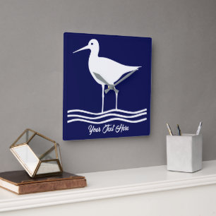 Personalisierte Retro Sea Bird Blue Square Wall Cl Quadratische Wanduhr