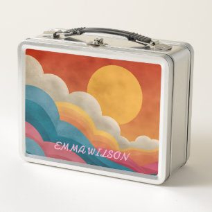 Personalisierte Retro-Sonnenuntergangs-Lunchbox    Metall Brotdose