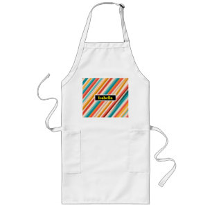 Personalisierte Retro Streifen lange Schürze Bun