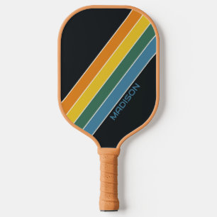 Personalisierte Retro-Streifen Pickleball Schläger