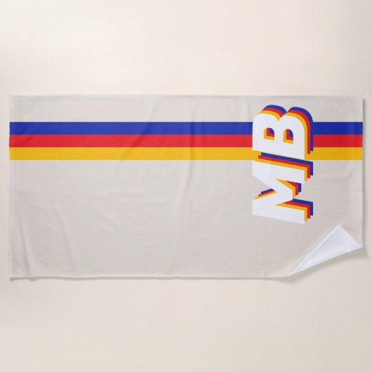 Personalisierte Retro-Streifen Strandtuch (Vorderseite)