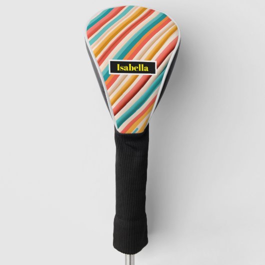 Personalisierte Retro Strip Golf Driver Cover Headcover (Vorderseite)