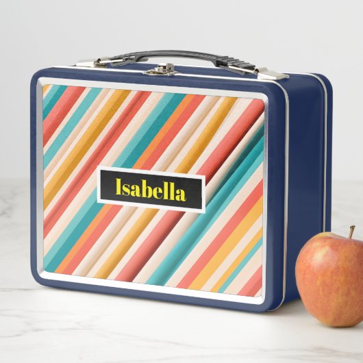 Personalisierte Retro Strip Metal Lunch Box (Beispiel)