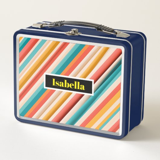 Personalisierte Retro Strip Metal Lunch Box (Vorderseite)