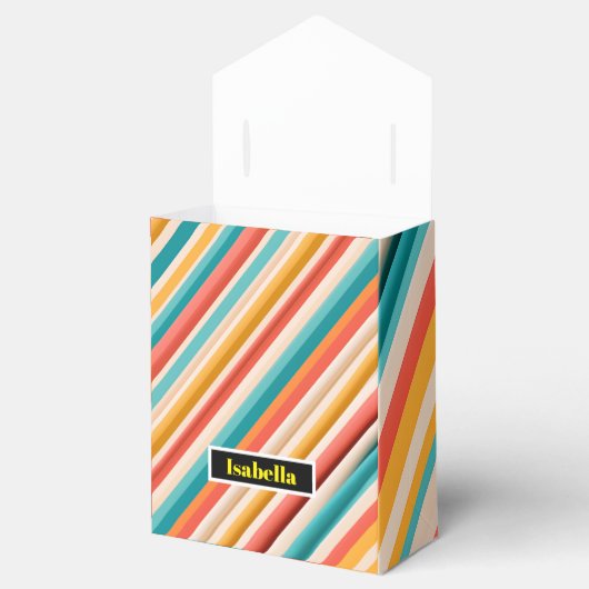 Personalisierte Retro Stripte Gefälligkeitsbox mit Geschenkschachtel (Geöffnet)