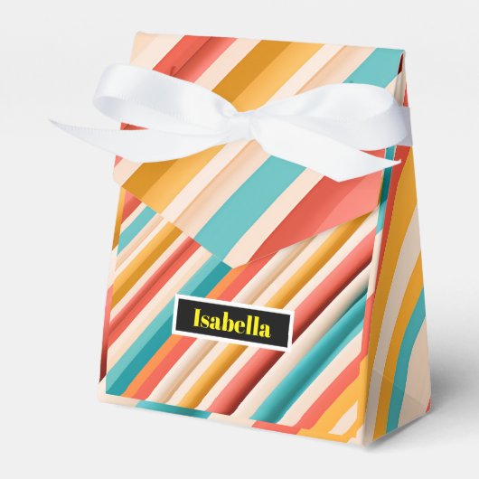 Personalisierte Retro Stripte Gefälligkeitsbox mit Geschenkschachtel (Vorderseite)