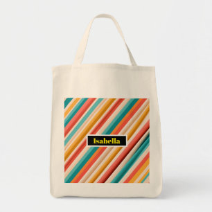 Personalisierte Retro Stripte Grocerei Tasche Bu