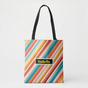 Personalisierte Retro-Stripte Schulterhaut-Tasche Tasche