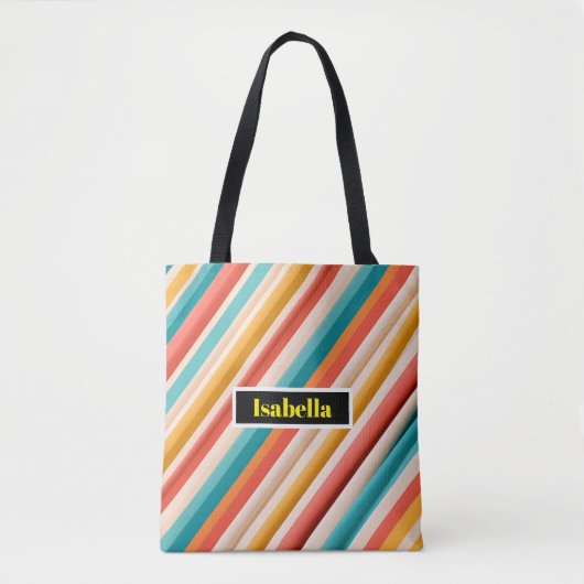 Personalisierte Retro-Stripte Schulterhaut-Tasche Tasche (Vorderseite)
