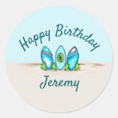 Personalisierte Retro-Surfboards Runder Aufkleber (Vorderseite)