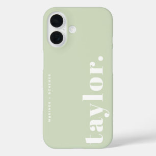 Personalisierte Retro-Typografie in Minzgrün iPhone 16 Hülle