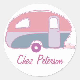 Personalisierte Retro Vintage-Wohnwagen-Design-Auf Runder Aufkleber